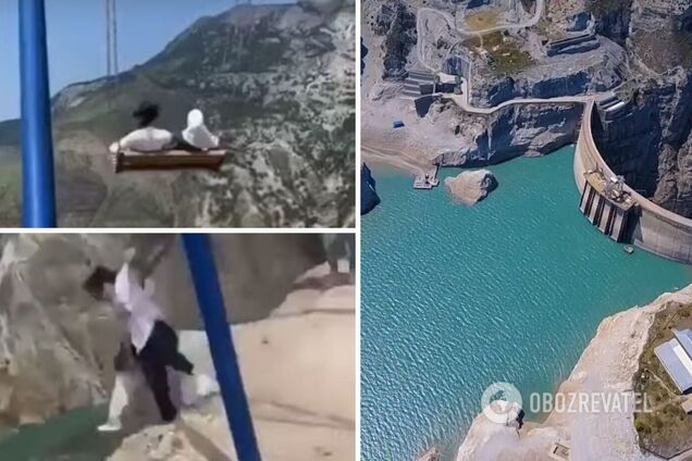 В Дагестане две девушки сорвались с качелей в каньон. Видео опасного аттракциона