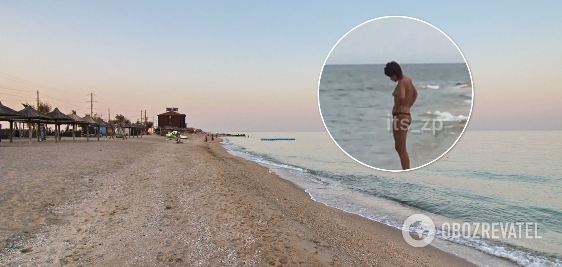 Выход нудистки на общественный пляж Бердянска неприятно удивил отдыхающих. Видео