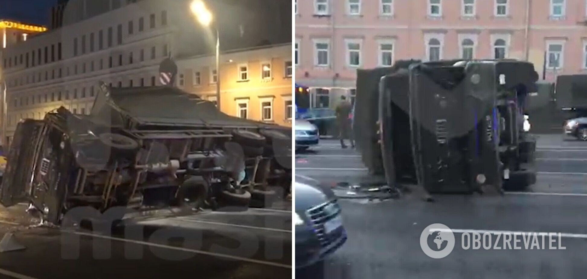 У Москві перекинувся військовий КамАЗ