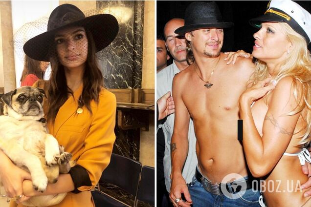 Самые странные свадебные наряды звезд: от черного траурного платья до белого бикини. Фото