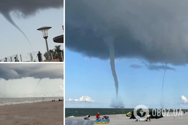 Огромные смерчи над Балтийским морем выгнали отдыхающих с пляжа. Видео