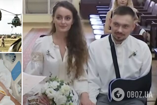 Посеченный осколками разведчик женился в военном госпитале на девушке с Донбасса. Видео свадьбы