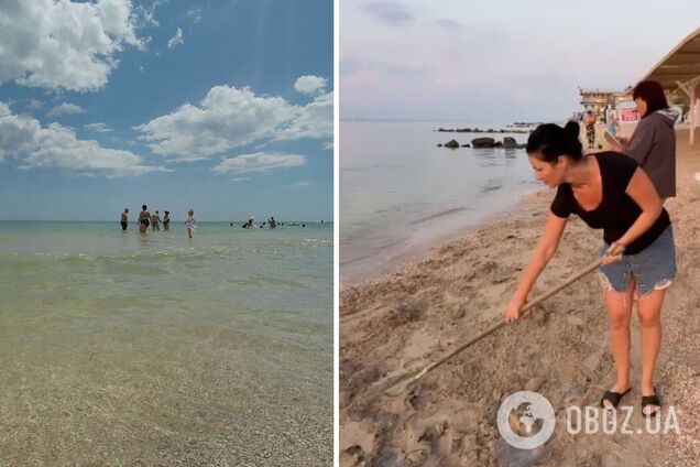 Побережье Кирилловки укрыто медузами: туристы берут на пляж лопаты. Фото