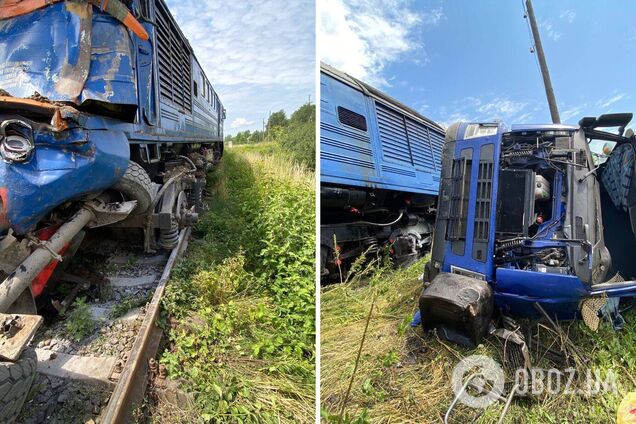 На Закарпатье пассажирский поезд врезался в грузовик, есть пострадавшие. Фото