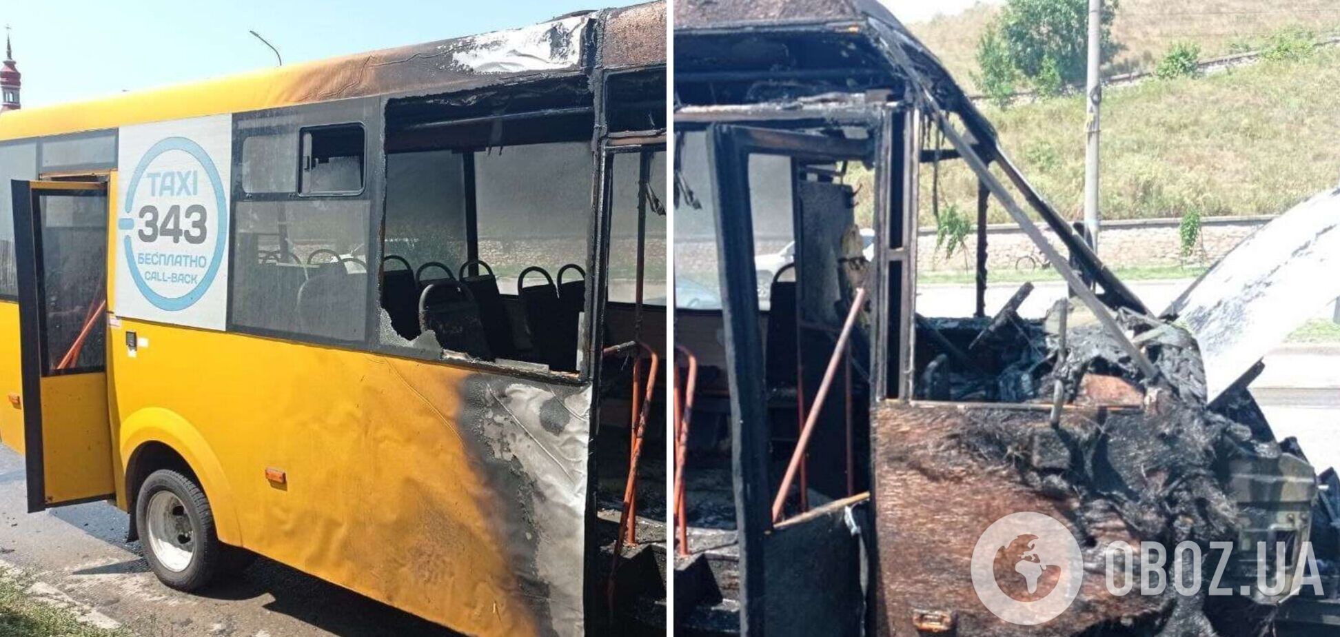 В Бердянске на ходу загорелась маршрутка с пассажирами. Фото