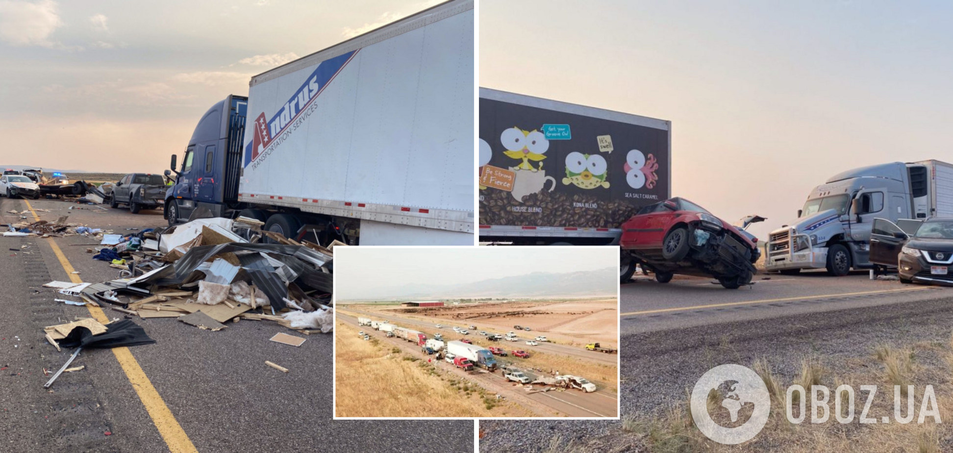 В США из-за пылевой бури столкнулись 22 авто, погибли восемь человек. Фото