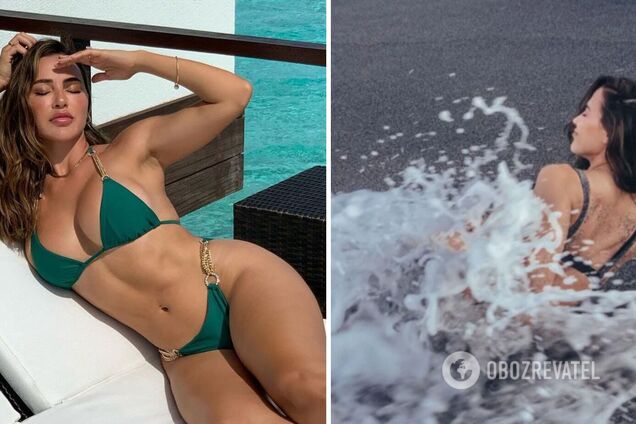 Сексуальную съемку блогера на пляже испортила нахлынувшая волна. Фото