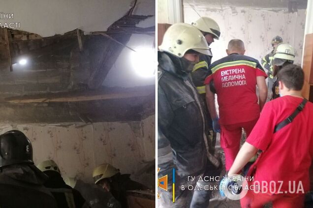 В Одессе обрушился потолок в жилом доме, обломки погребли пожилую женщину. Фото