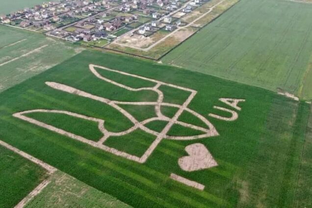 Под Киевом высадили самый большой герб Украины