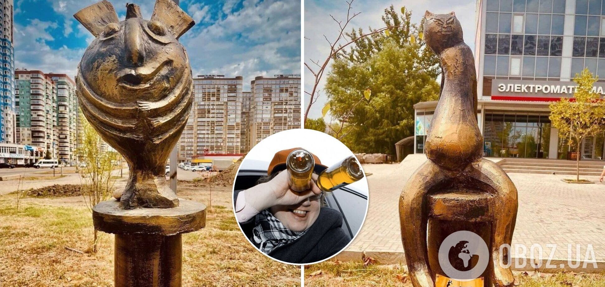 В Краснодаре установили памятники 'Бляхе Мухе' и 'Ешкиному Коту'. Фото