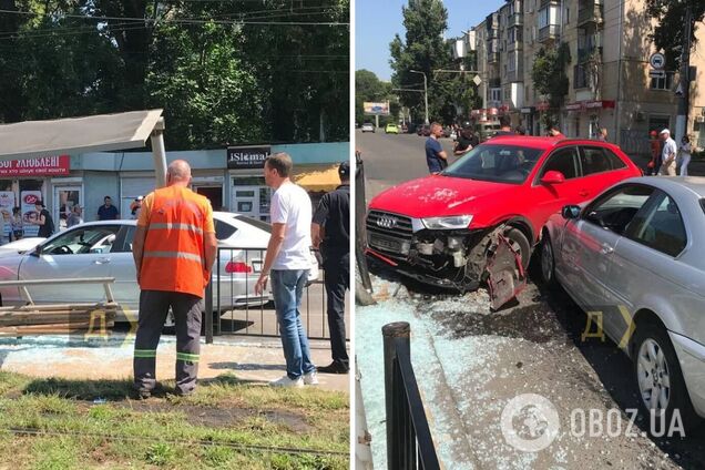 В Одессе произошло масштабное ДТП, одна из машин влетела в остановку. Фото и видео с места аварии