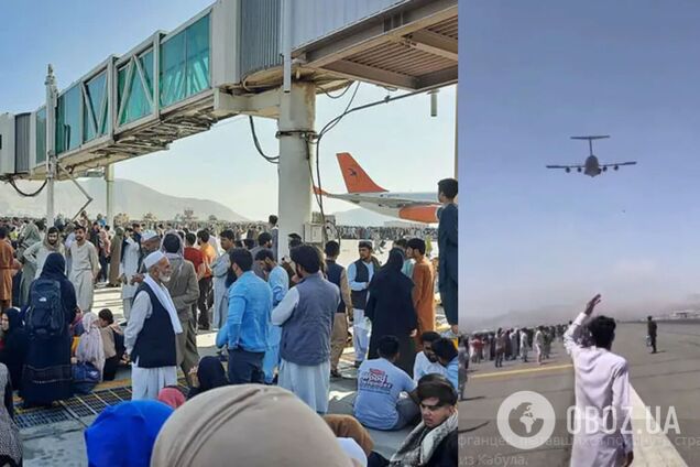 В аэропорту Кабула люди цеплялись за шасси самолетов, чтобы улететь из страны, есть погибшие. Видео 18+