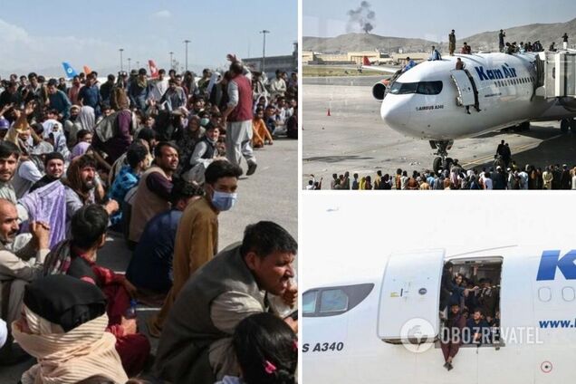 Эвакуация из аэропорта Кабула в Афганистане