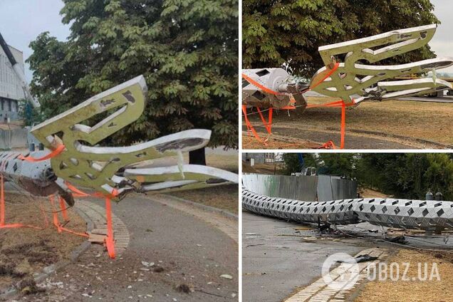 В Херсоне рухнул самый высокий флагшток области, установленный ко Дню Независимости. Фото и видео