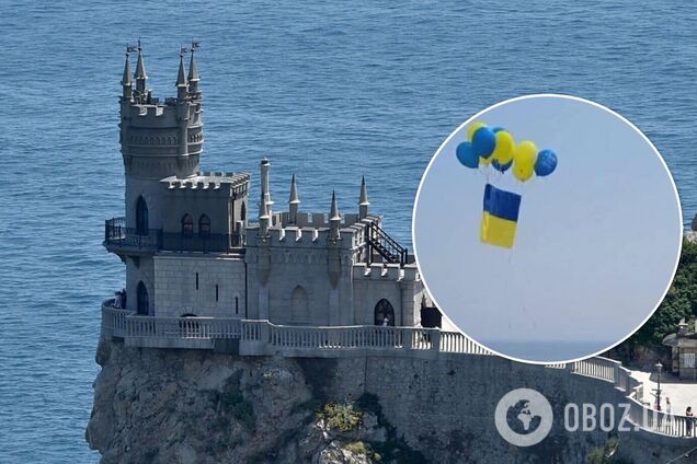 У Криму перед Днем Незалежності в небо запустили прапор України. Фото та відео