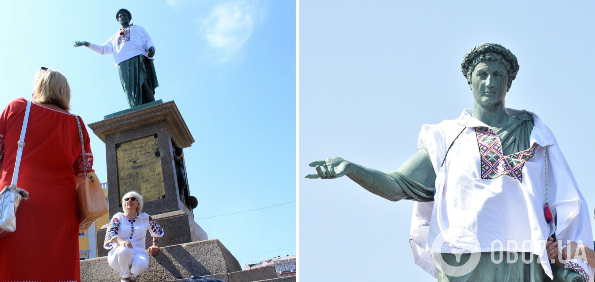 Одеського Дюка напередодні Дня Незалежності вбрали у вишиванку. Відео