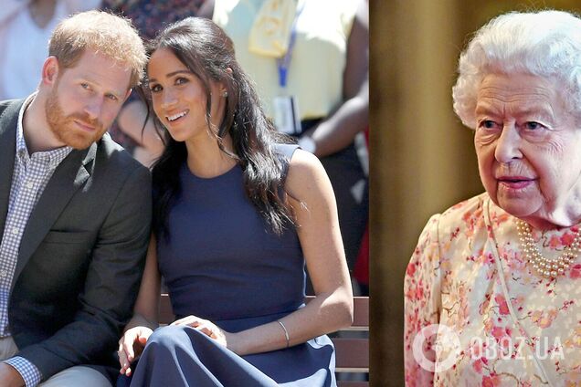 Принца Гарри, Меган Маркл и британская королева Елизавета ІІ