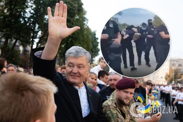 Перед инцидентом Порошенко участвовал в Марше защитников в Киеве