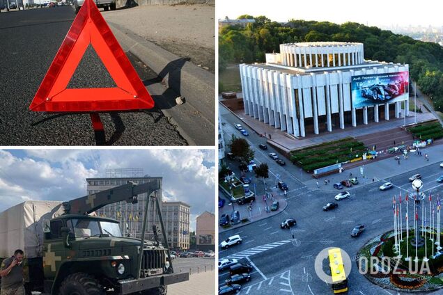 В центре Киева военный грузовик снес три авто из-за отказа тормозов. Фото и видео