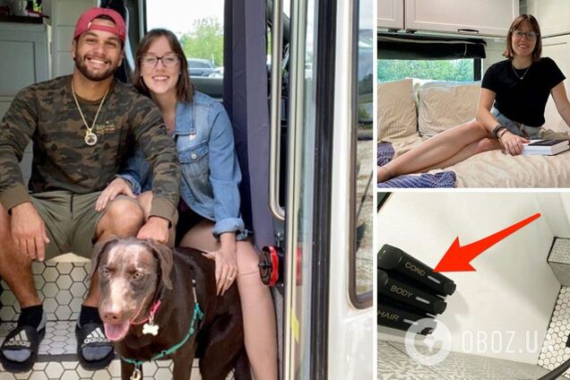 Пара живет и путешествует в переоборудованном микроавтобусе площадью 17 кв. м. Фото