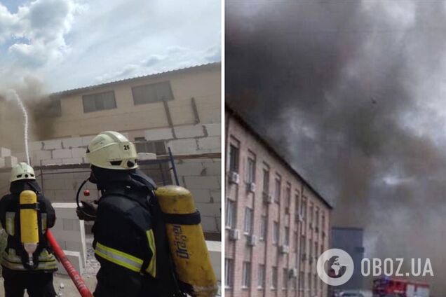 В Киеве производственные склады на Куреневке охватил масштабный пожар. Фото