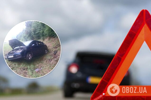 На трасі Київ – Чоп авто вилетіло в кювет і перекинулося, є постраждалі. Фото