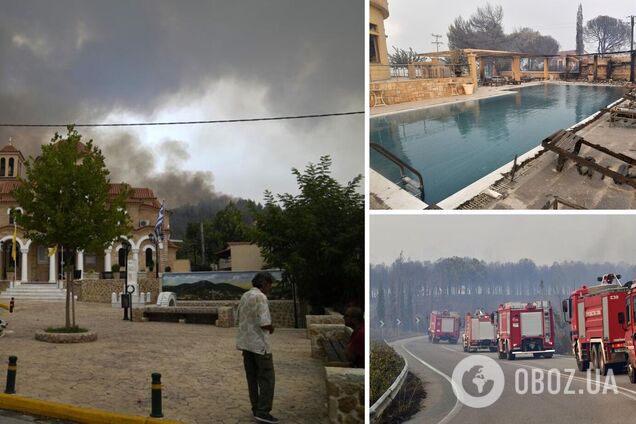 У Греції масштабні лісові пожежі знищили десятки будинків, людей евакуювали. Фото і відео