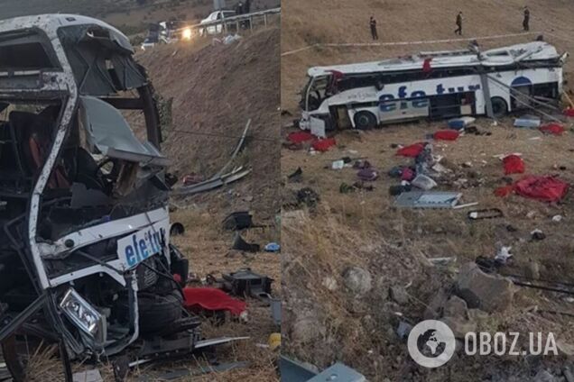 В Турции автобус слетел с дороги и перевернулся, погибли 15 человек, много пострадавших. Фото