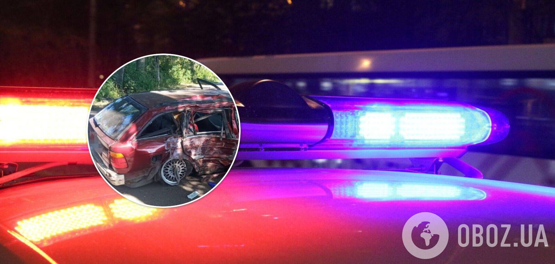 Под Киевом пьяный водитель влетел в дерево, есть погибший. Фото