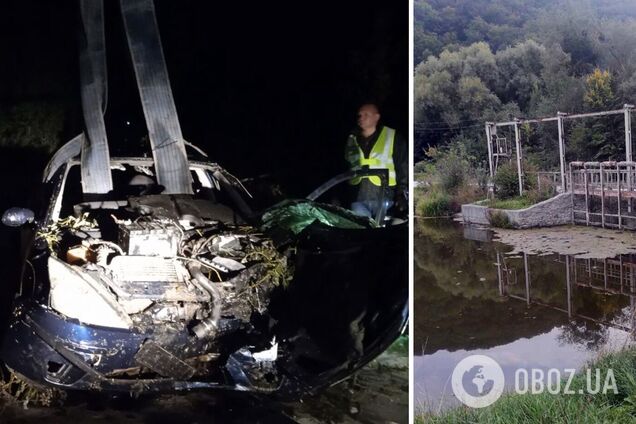 В Хмельницкой области авто слетело с дороги в водоем, есть погибший. Фото и видео