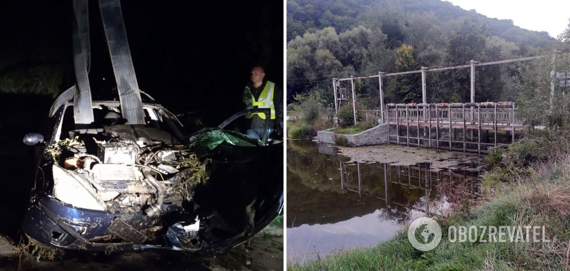 У Хмельницькій області авто злетіло з дороги у водойму, є загиблий. Фото та відео