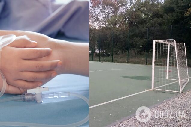 Момент падения футбольных ворот на школьника в Харькове попал на видео: за его жизнь борются врачи