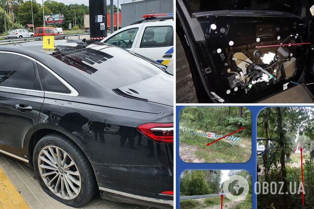 В МВД показали новые фото обстрелянного авто Шефира и позицию киллера