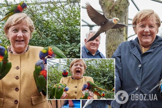 У мережі стали вірусними фото канцлера ФРН Меркель з папугами в пташиному парку