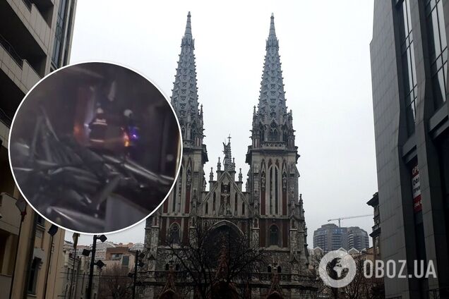 Появилось видео изнутри костела Святого Николая в Киеве после пожара