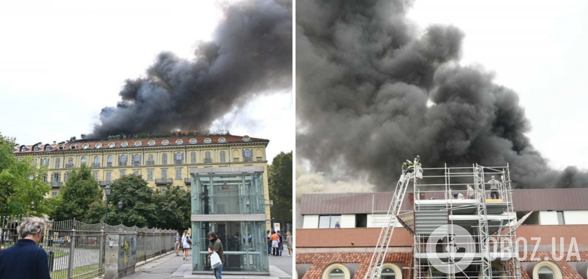 В центре Турина горело историческое здание: есть пострадавшие и множество эвакуированных. Фото и видео
