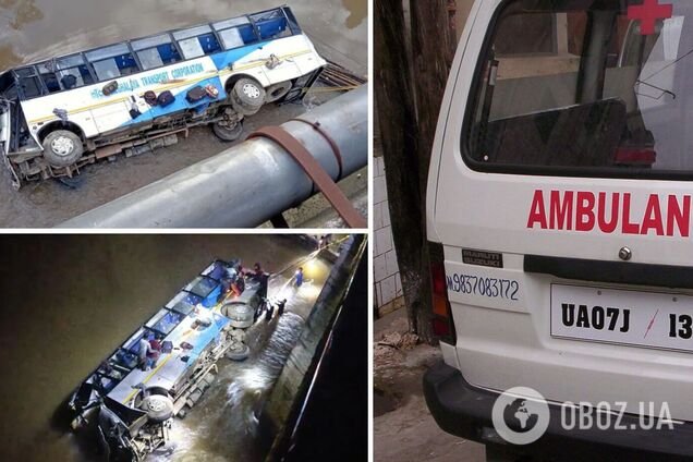 В Индии автобус с пассажирами упал в реку, есть погибшие и много пострадавших. Фото и видео