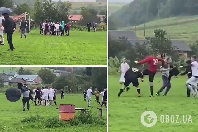 На Львовщине футболисты устроили массовую драку, в которой участвовали судья и зрители. Видео