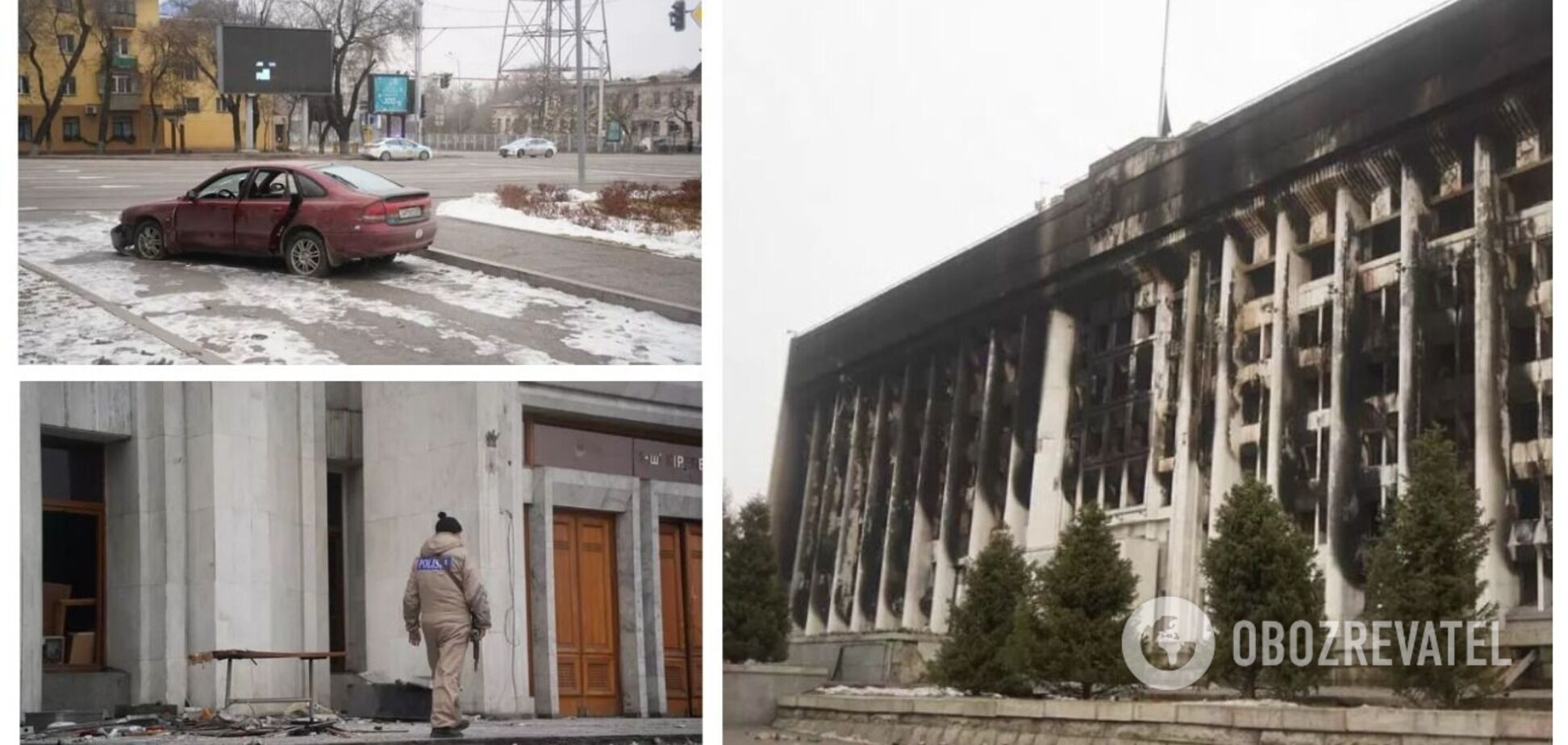 Обгорілі будівлі, бите скло під ногами та спалені авто: як виглядає Алмати після протестів. Фоторепортаж