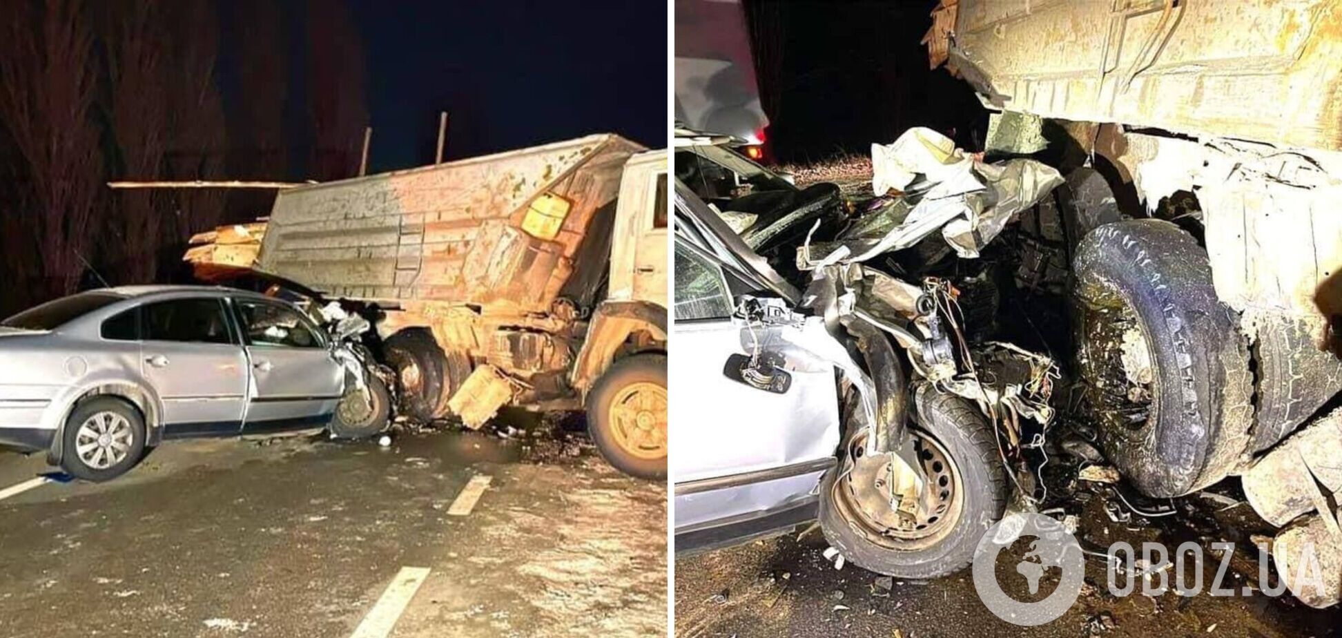 Під Києвом легковик зіткнувся з КамАЗом, водій Volkswagen загинув на місці. Фото