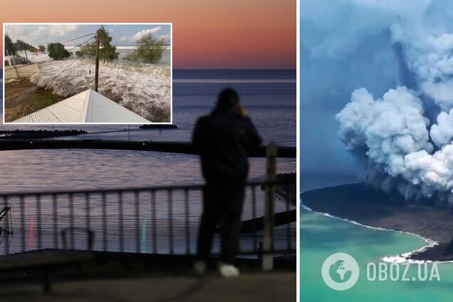 Побережье Японии накрыло цунами после мощного извержения подводного вулкана. Видео