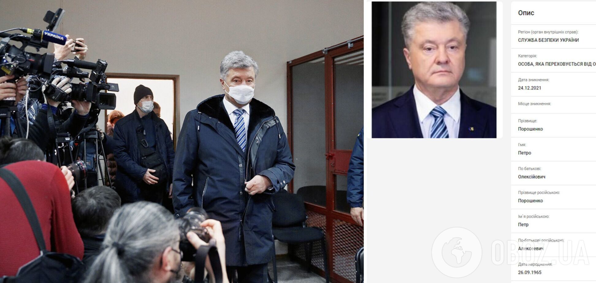 Порошенко, который находится в суде, объявили в национальный розыск