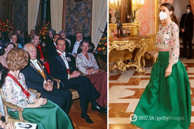 Королева Испании Летиция вышла на публику в платье 1977 года. Фото тогда и теперь