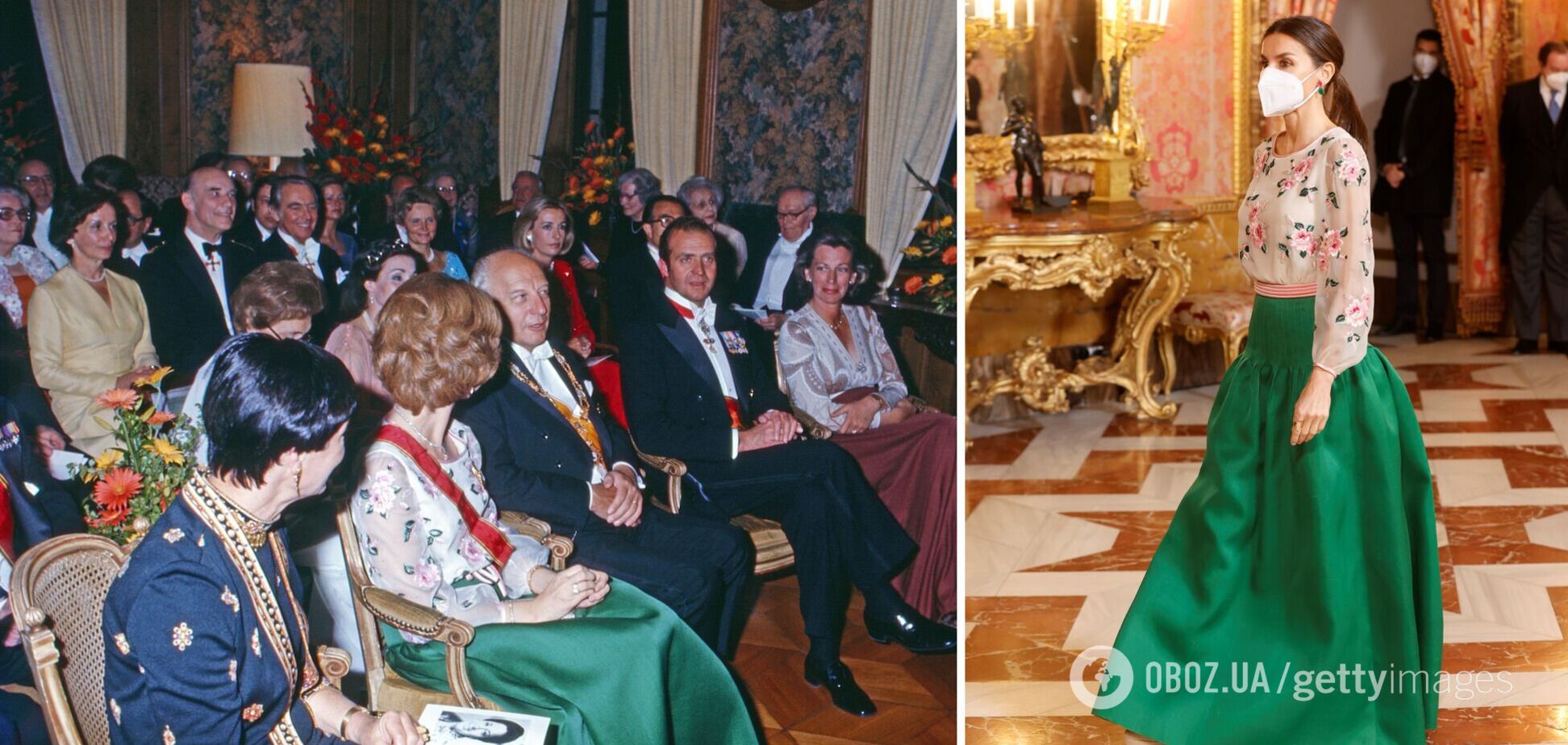 Королева Іспанії Летиція вийшла на публіку в сукні 1977 року. Фото тоді і тепер