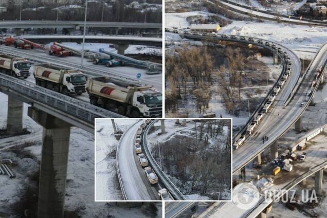 'Большая стройка' опробовала на прочность новый вантовый мост в Запорожье 30 заполненными грузовиками
