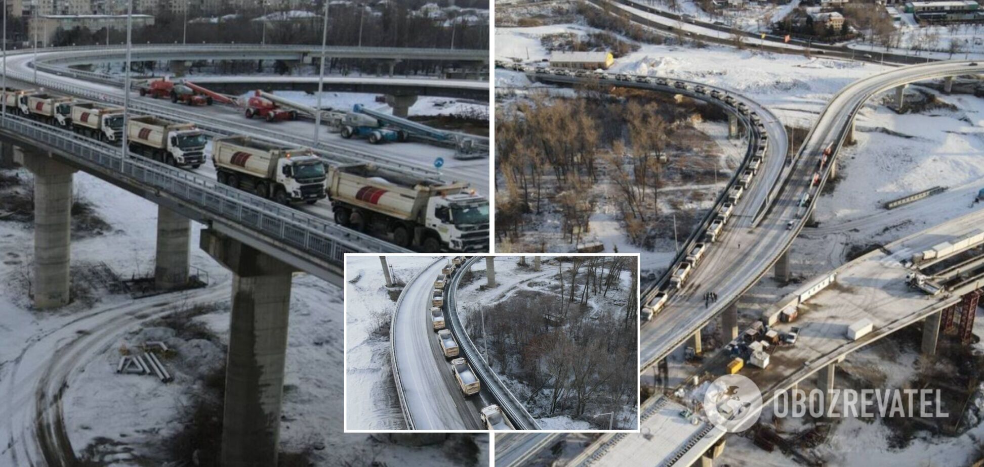 'Большая стройка' опробовала на прочность новый вантовый мост в Запорожье 30 заполненными грузовиками