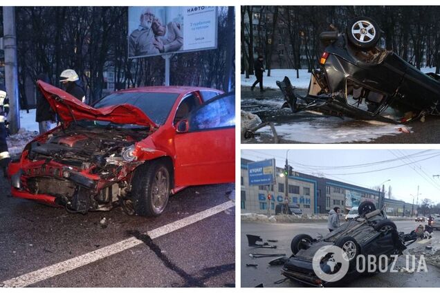 У Дніпрі п'яний водій перевернув автомобіль із маленькою дитиною та протаранив ще три. Фото