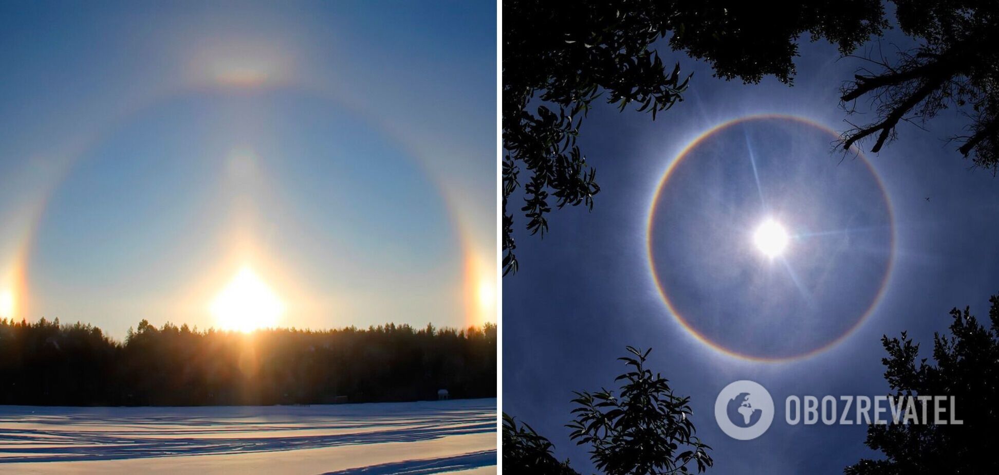В Харькове наблюдали редкое оптическое явление: вокруг солнца возникло светящееся кольцо. Фото