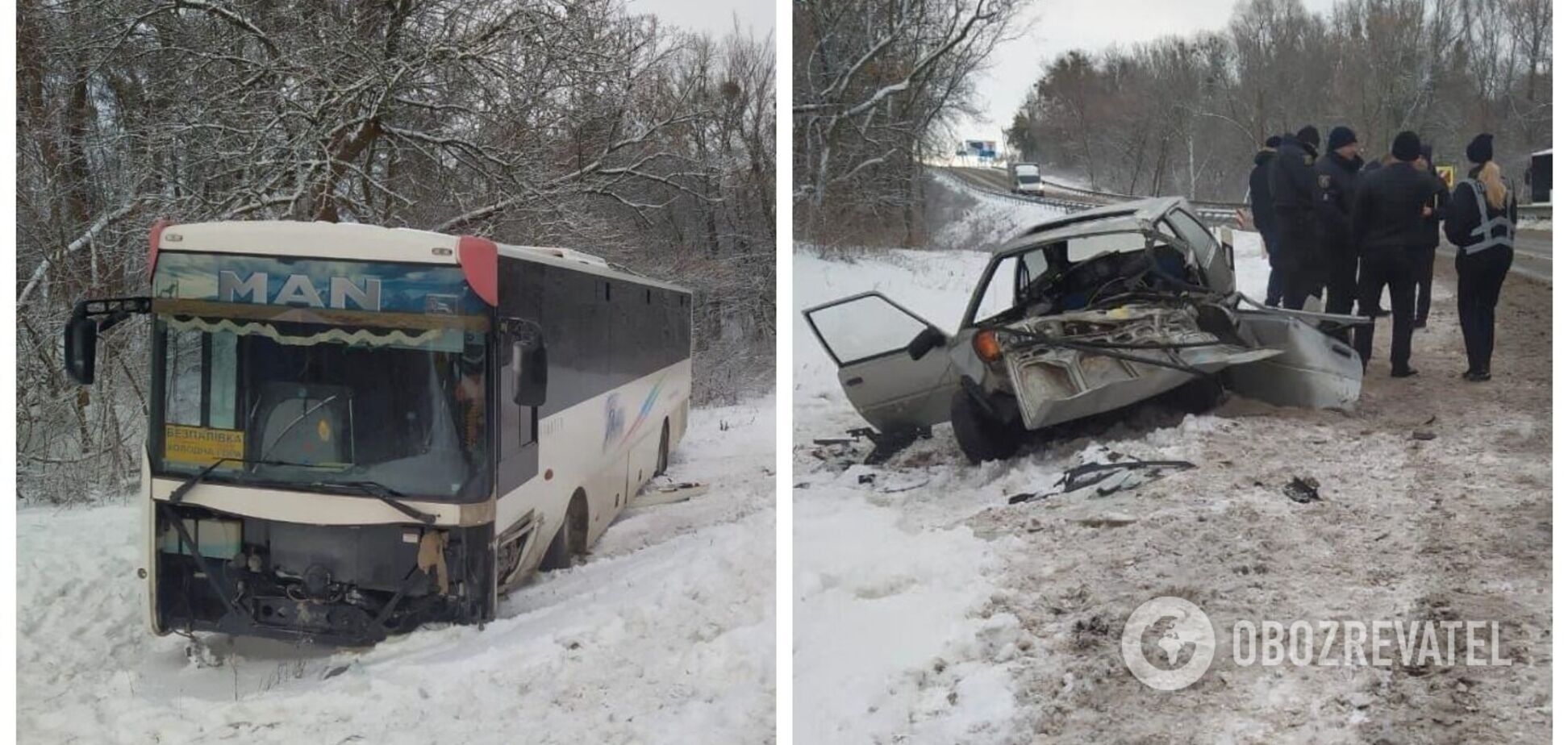 На Харьковщине ЗАЗ столкнулся с автобусом, есть пострадавшие. Видео момента аварии