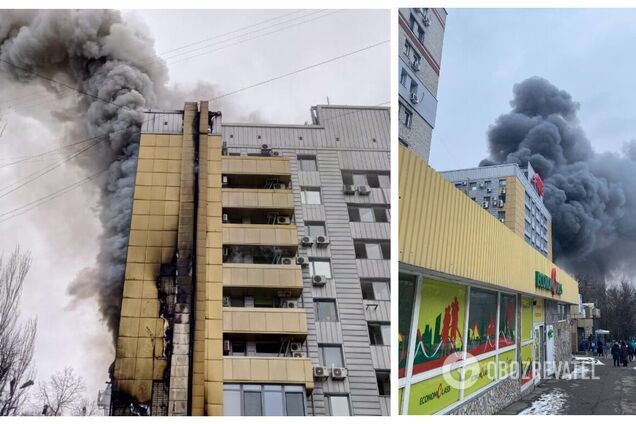 В Днепре произошел мощный пожар в главном офисе АТБ: горели 9 этажей. Фото и видео